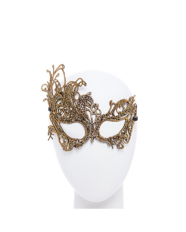 Embroidered Lace Filigree Eyemask Gold