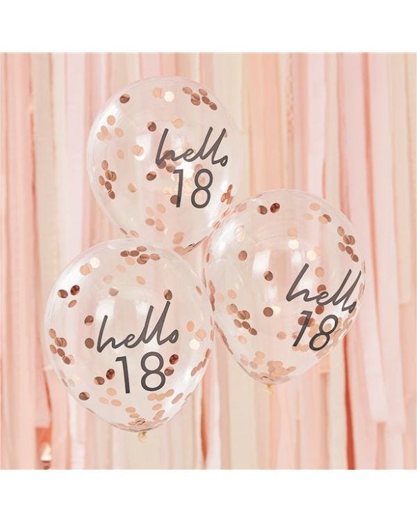 Age 18 Latex Balloon Rose Confetti - 5 Pack