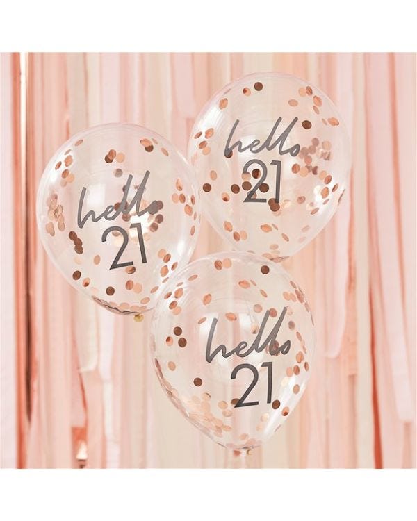 Age 21 Latex Balloon Rose Confetti - 5 Pack