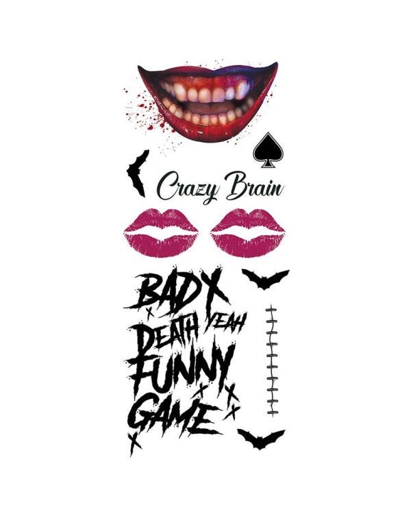 Evil Smiler Tattoo Temporary Transfers
