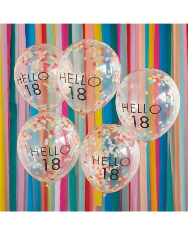 Age 18 Latex Balloon Coloured Confetti - 5 Pack