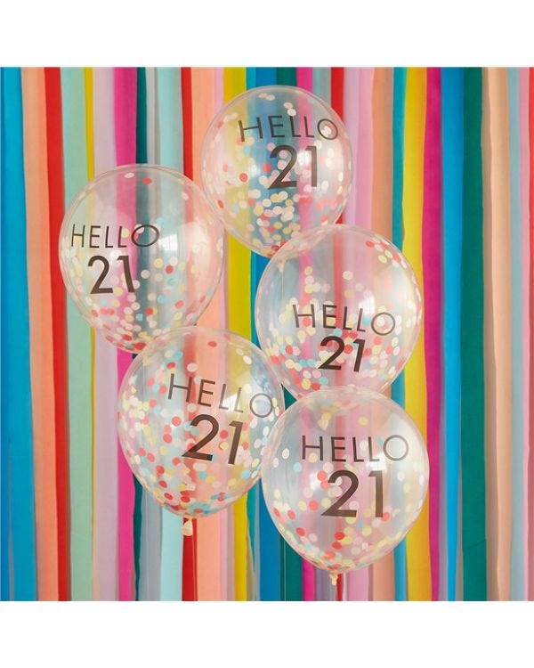 Age 21 Latex Balloon Coloured Confetti - 5 Pack
