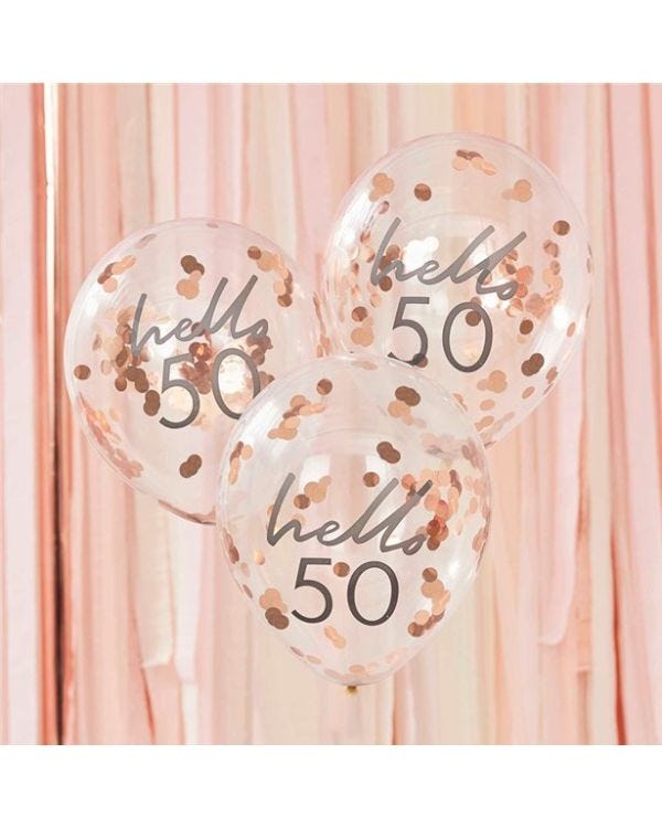 Age 50 Latex Balloon Rose Confetti - 5 Pack