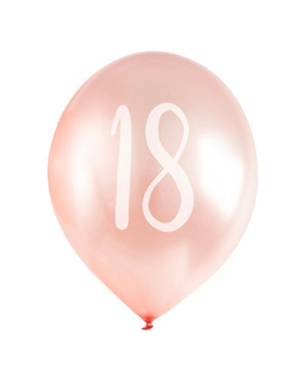 Age 18 Latex Balloon Rose Pink - 6 Pack