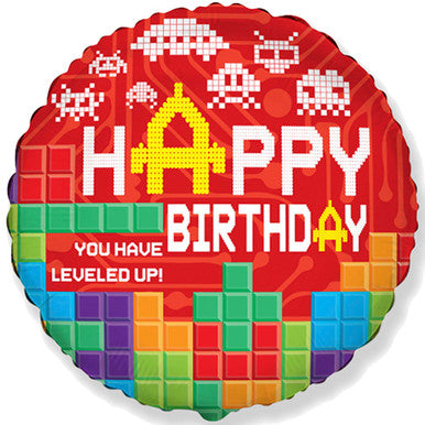 Retro Pixel Gamer Birthday 18" Foil Balloon