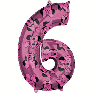Giant Foil Minnie Mouse Number Balloon - 6