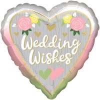 Wedding Wishes Floral Heart 18" Foil Balloon