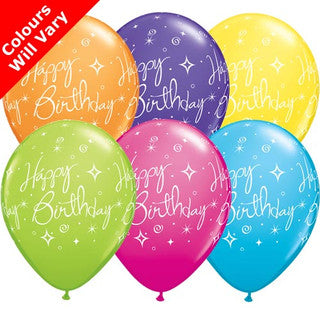 Happy Birthday Sparkles and Swirls 11'' Latex Balloons - 6 Pack