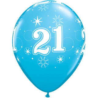 Age 21 Latex Balloon Sparkle Stars - 25 Pack (Available in Singles)