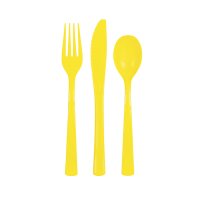 Plain Yellow Plastic Cutlery 18pkt