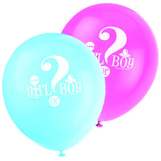 Gender Reveal Pink or Blue? 11" Latex Balloon 8 Pack