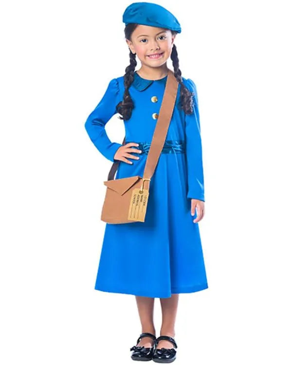 Evacuee Girl Blue Child Costume