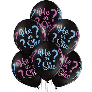 Gender Reveal Boy? Girl? 11" Latex Balloon 50/ 6 Pack (also available in singles)