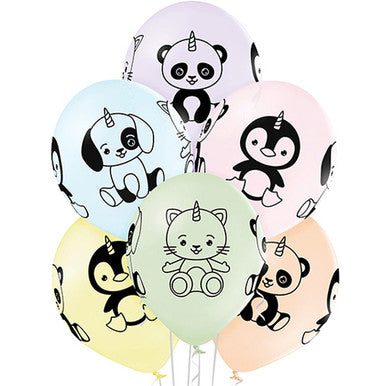 Unicorn Animals 11''Latex Balloons 6 Pack