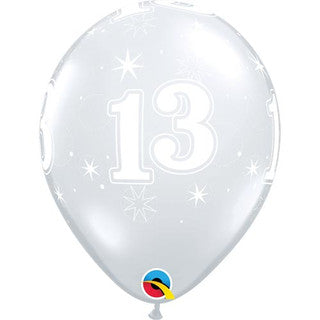 Age 13 Latex Balloon Clear - 25 Pack (Available in Singles)