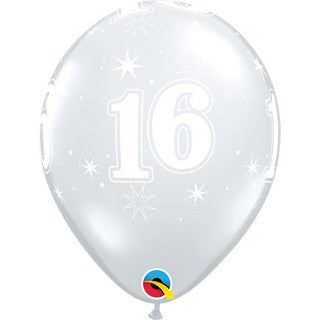 Age 16 Latex Balloon Clear - 25 Pack (Available in Singles)