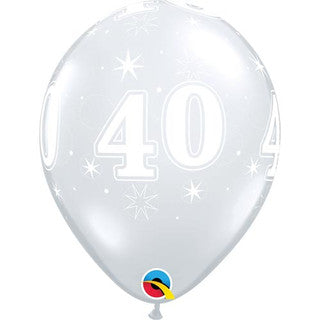Age 40 Latex Balloon Clear - 25 Pack (Available in Singles)