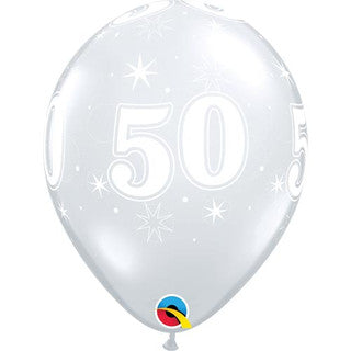 Age 50 Latex Balloon Clear - 25 Pack (Available in Singles)