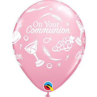 Communion Symbols Pink 11" Latex Balloons 25/ 6 Pack (also available in singles)