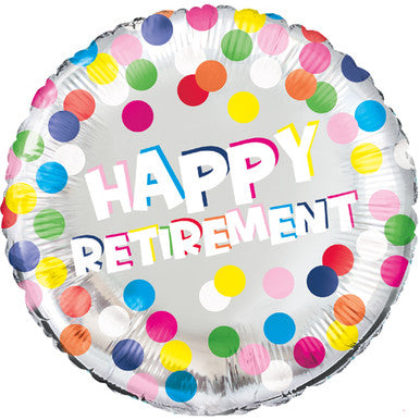 Happy Retirement Coloured Spots 18" Foil Balloon