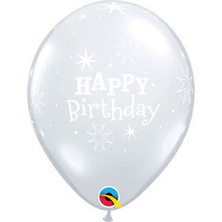Happy Birthday Clear Sparkle 11'' Latex Balloons - 25 Pack (Available in Singles)