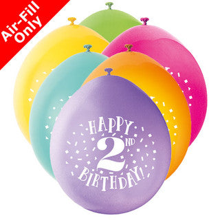 Age 2 Airfilled Only Latex Balloons - 10 Pack