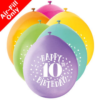 Age 10 Airfilled Only Latex Balloons - 10 Pack