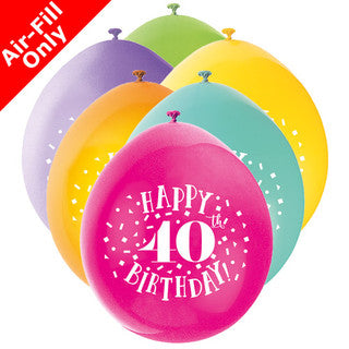 Age 40 Airfilled Only Latex Balloons - 10 Pack