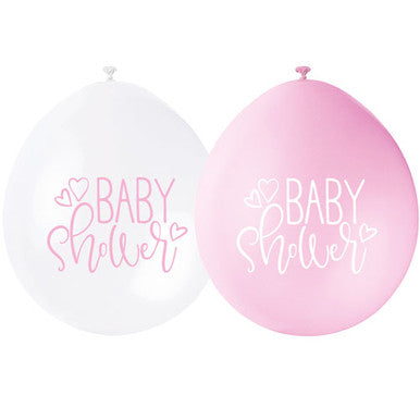 *Airfilled* Baby Shower Pink 9" Latex Balloons 6 Pack