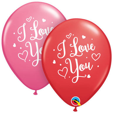 I Love You Script 11" Latex Balloons 25/ 6 Pack (also available in singles)