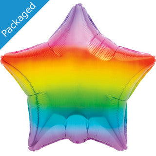 Rainbow Round Star 20" Foil Balloon