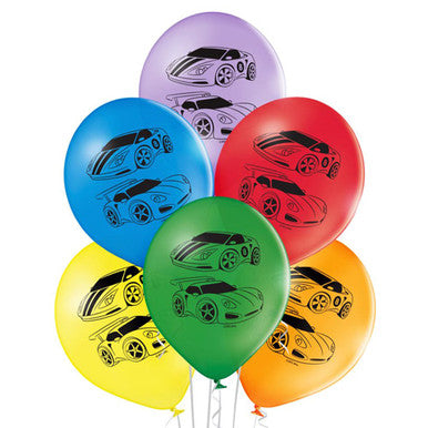 Coloured Car 11" Latex Balloons 6 Pack
