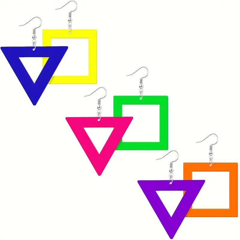 80's Neon Asymmetrical Shapes Earrings