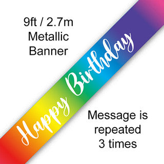 Happy Birthday Metallic Rainbow Banner