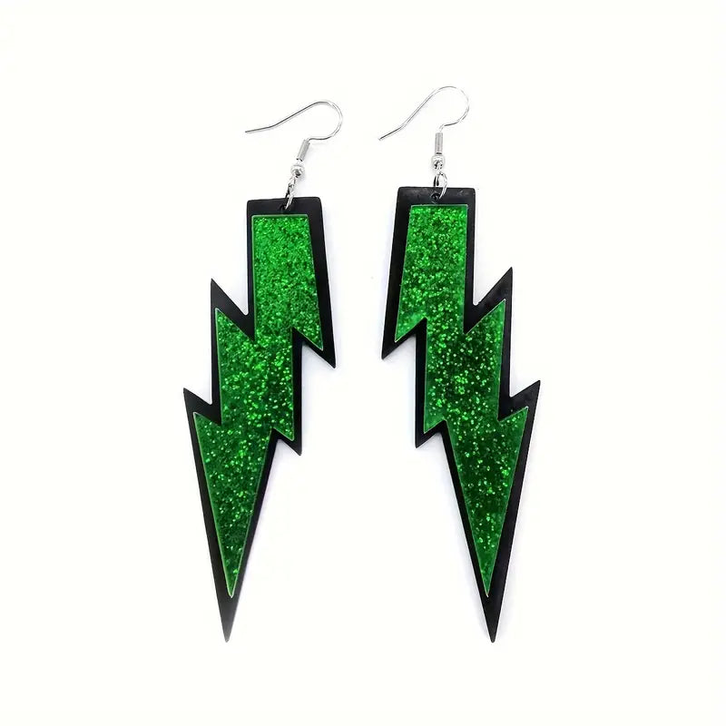 80's Glitter Lightening Bolt Earrings