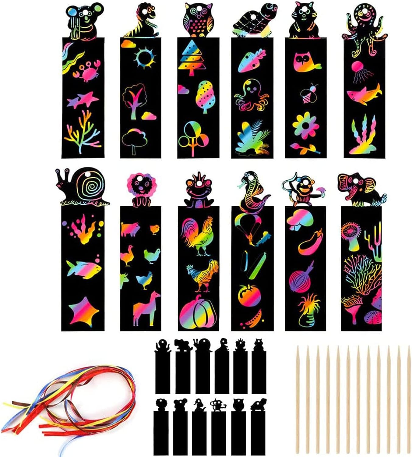 Mini Animal scratch art bookmark