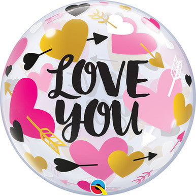 Love You Arrow Hearts Bubble Foil Balloon