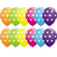 11" Coloured Heart Latex Balloons - 50 Pack (also available in singles)