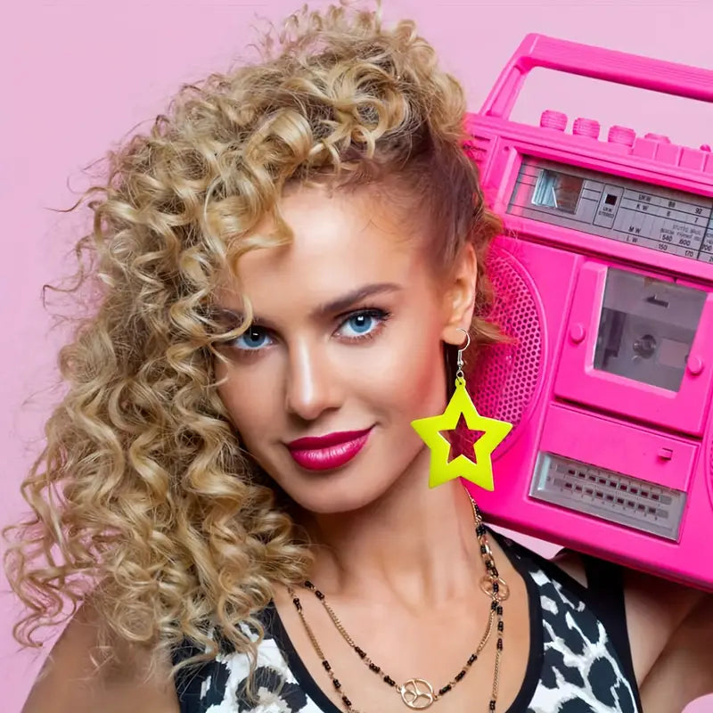 80's Neon Star Earrings