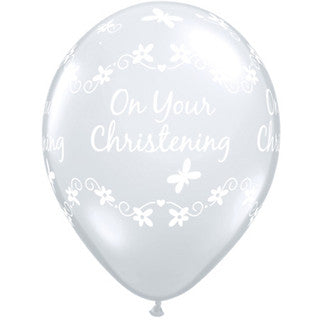 Christening Clear Butterflies 11" Latex Balloons 50 Pack (also available in singles)