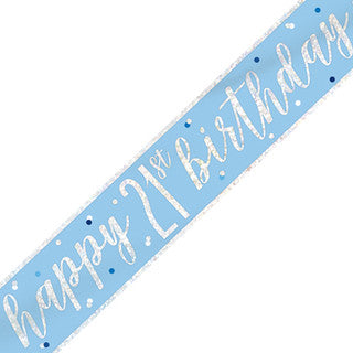 Happy 21st Birthday Glitz Blue Banner