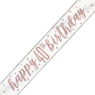 Happy 40th Birthday Glitz Rose Gold Banner