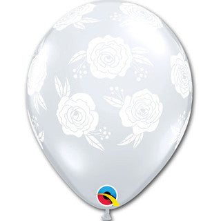 Clear Roses 11" Latex Balloons 25 Pack (also available in singles)