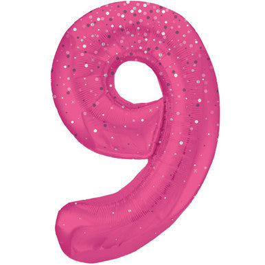 Giant Foil Number Balloon Pink Sparkle