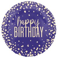 Happy Birthday Blue Gold Confetti Foil Balloon
