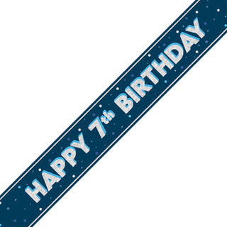 Happy 7th Birthday Blue Glitz Banner