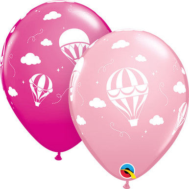 Hot Air Balloon Pink 11" Latex Balloons 25 Pack