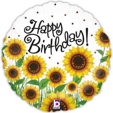 Happy Birthday Sunflowers 18" Foil Balloon