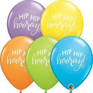 Hip Hip Horay 11" Latex Balloons 25 Pack (also available in singles)