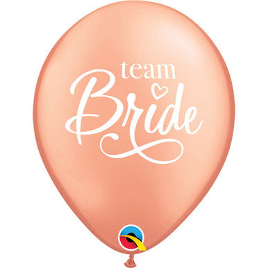 Team Bride Rose Gold 11" Latex Balloons 6 Pack